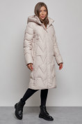Купить Пальто утепленное молодежное зимнее женское бежевого цвета 586828B, фото 2