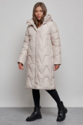 Купить Пальто утепленное молодежное зимнее женское бежевого цвета 586828B, фото 3