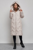 Купить Пальто утепленное молодежное зимнее женское бежевого цвета 586828B, фото 5