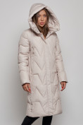 Купить Пальто утепленное молодежное зимнее женское бежевого цвета 586828B, фото 6