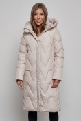 Купить Пальто утепленное молодежное зимнее женское бежевого цвета 586828B, фото 7