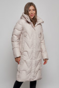 Купить Пальто утепленное молодежное зимнее женское бежевого цвета 586828B, фото 8