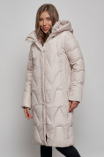 Купить Пальто утепленное молодежное зимнее женское бежевого цвета 586828B, фото 9