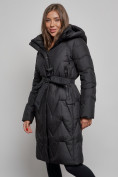 Купить Пальто утепленное молодежное зимнее женское черного цвета 586828Ch, фото 10