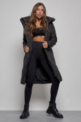 Купить Пальто утепленное молодежное зимнее женское черного цвета 586828Ch, фото 12
