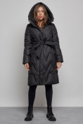 Купить Пальто утепленное молодежное зимнее женское черного цвета 586828Ch, фото 5