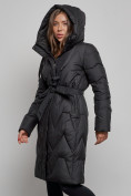 Купить Пальто утепленное молодежное зимнее женское черного цвета 586828Ch, фото 6