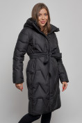 Купить Пальто утепленное молодежное зимнее женское черного цвета 586828Ch, фото 9