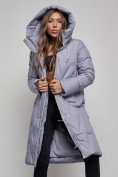 Купить Пальто утепленное молодежное зимнее женское голубого цвета 586828Gl, фото 11