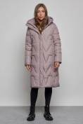 Купить Пальто утепленное молодежное зимнее женское коричневого цвета 586828K