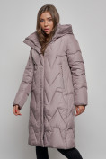 Купить Пальто утепленное молодежное зимнее женское коричневого цвета 586828K, фото 10