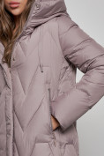 Купить Пальто утепленное молодежное зимнее женское коричневого цвета 586828K, фото 11