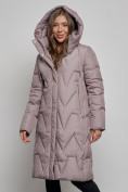 Купить Пальто утепленное молодежное зимнее женское коричневого цвета 586828K, фото 5