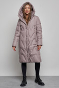 Купить Пальто утепленное молодежное зимнее женское коричневого цвета 586828K, фото 6