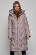 Купить Пальто утепленное молодежное зимнее женское коричневого цвета 586828K, фото 8