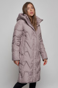 Купить Пальто утепленное молодежное зимнее женское коричневого цвета 586828K, фото 9