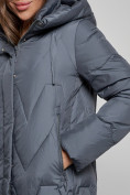 Купить Пальто утепленное молодежное зимнее женское темно-синего цвета 586828TS, фото 11