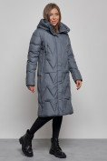Купить Пальто утепленное молодежное зимнее женское темно-синего цвета 586828TS, фото 2