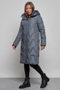 Купить Пальто утепленное молодежное зимнее женское темно-синего цвета 586828TS, фото 3