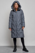 Купить Пальто утепленное молодежное зимнее женское темно-синего цвета 586828TS, фото 5