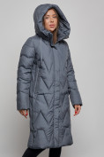 Купить Пальто утепленное молодежное зимнее женское темно-синего цвета 586828TS, фото 6