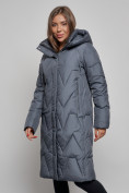 Купить Пальто утепленное молодежное зимнее женское темно-синего цвета 586828TS, фото 9