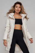 Купить Зимняя женская куртка молодежная с капюшоном бежевого цвета 586832B, фото 21