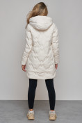 Купить Зимняя женская куртка молодежная с капюшоном бежевого цвета 586832B, фото 6