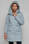 Купить Зимняя женская куртка молодежная с капюшоном бирюзового цвета 586832Br, фото 11