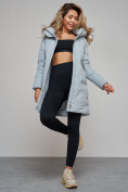 Купить Зимняя женская куртка молодежная с капюшоном бирюзового цвета 586832Br, фото 15