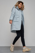 Купить Зимняя женская куртка молодежная с капюшоном бирюзового цвета 586832Br, фото 16