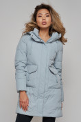 Купить Зимняя женская куртка молодежная с капюшоном бирюзового цвета 586832Br, фото 18