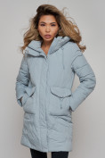 Купить Зимняя женская куртка молодежная с капюшоном бирюзового цвета 586832Br, фото 20