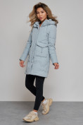 Купить Зимняя женская куртка молодежная с капюшоном бирюзового цвета 586832Br, фото 5