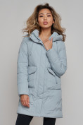 Купить Зимняя женская куртка молодежная с капюшоном бирюзового цвета 586832Br, фото 6