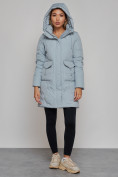 Купить Зимняя женская куртка молодежная с капюшоном бирюзового цвета 586832Br, фото 8