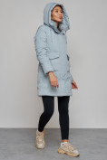 Купить Зимняя женская куртка молодежная с капюшоном бирюзового цвета 586832Br, фото 9