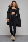 Купить Зимняя женская куртка молодежная с капюшоном черного цвета 586832Ch, фото 17