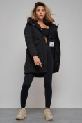 Купить Зимняя женская куртка молодежная с капюшоном черного цвета 586832Ch, фото 19