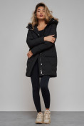 Купить Зимняя женская куртка молодежная с капюшоном черного цвета 586832Ch, фото 20