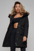 Купить Зимняя женская куртка молодежная с капюшоном черного цвета 586832Ch, фото 21