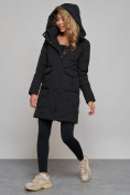 Купить Зимняя женская куртка молодежная с капюшоном черного цвета 586832Ch, фото 8