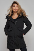Купить Зимняя женская куртка молодежная с капюшоном черного цвета 586832Ch, фото 9