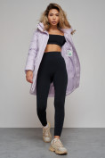 Купить Зимняя женская куртка молодежная с капюшоном фиолетового цвета 586832F, фото 13
