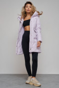 Купить Зимняя женская куртка молодежная с капюшоном фиолетового цвета 586832F, фото 14