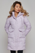 Купить Зимняя женская куртка молодежная с капюшоном фиолетового цвета 586832F, фото 16