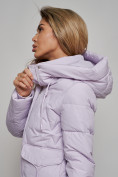 Купить Зимняя женская куртка молодежная с капюшоном фиолетового цвета 586832F, фото 17
