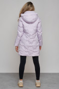 Купить Зимняя женская куртка молодежная с капюшоном фиолетового цвета 586832F, фото 4