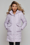 Купить Зимняя женская куртка молодежная с капюшоном фиолетового цвета 586832F, фото 5