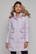 Купить Зимняя женская куртка молодежная с капюшоном фиолетового цвета 586832F, фото 8